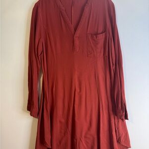 JustFab Rust V-Neck Tunic Top